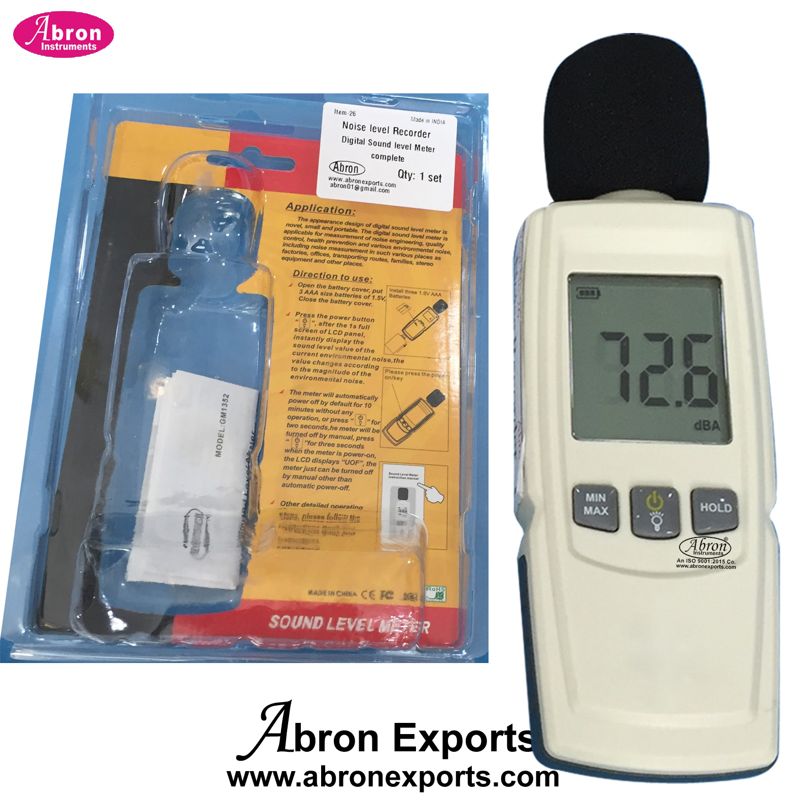 Sound Level Meter Digital LCD Audio Noise Measuring Range 30-130db With Microphone Portable Hold Max Min 9V Battery AE-1328A